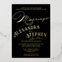 Church Ceremony Celebration, Rustic Script Wedding Foil Invitation