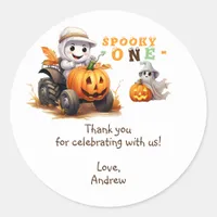 Little Boo Halloween Tractor Any Age 1st Birthday Classic Round Sticker