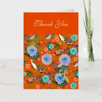 Tropical Birds Floral Botanical Thank You Card