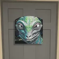 Reptilian Lizard Man Alien Extraterrestrial Being Door Sign