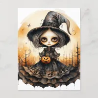 Adorable Halloween Witch Doll Postcard