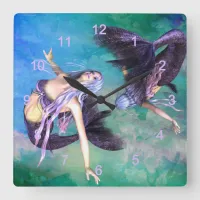 Pisces – Two Mermaids Swimming in a Loop Square Wall Clock