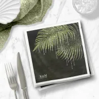 Jewel Palm Leaf Wedding Green ID830 Paper Dinner Napkins