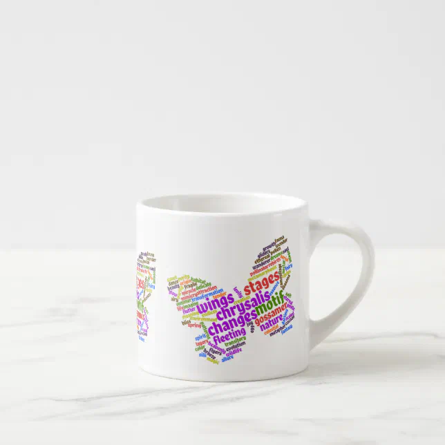 Inspirational Elegant Butterfly Tag Cloud Espresso Cup