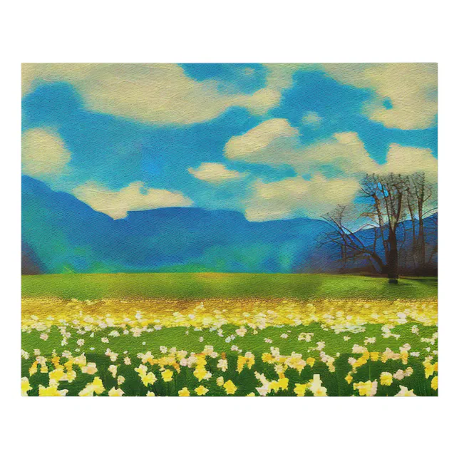 Daffodil field - painting faux canvas print