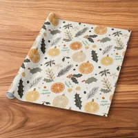 Pretty Orange Slices and Pine Christmas Wrapping Paper