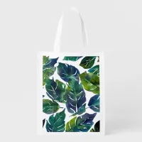 Green and Blue Foliage Philodendron Botanical   Grocery Bag