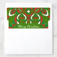 Red Green White Nordic Folk Art Christmas Holidays Envelope Liner