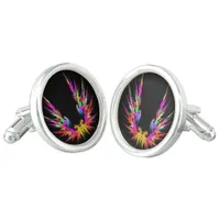  Phoenix - colorful fractal art on black Cufflinks