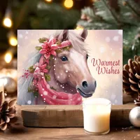 Festive Horse Warmest Wishes Holiday Card