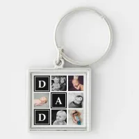 Dad Black Custom Photo Collage Keychain