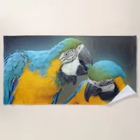 Parrots in love beach towel