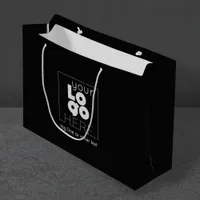 Add Business Logo Large Black Paper Shopping Bag