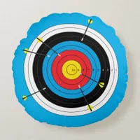 Archery Bullseye, Bow Shooting Target and Arrows Round Pillow