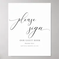 Elegant Script Portrait Wedding Guestbook Sign