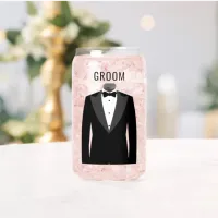 Groom's Name Black Tuxedo Wedding Date Can Glass