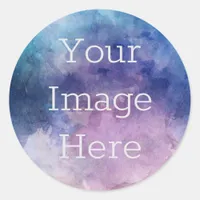 Create Your Own Blue + Purple Moody Watercolor Classic Round Sticker