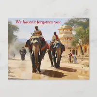 Indian elephant drivers oil painting postcard