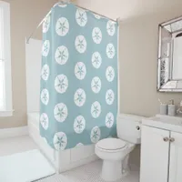 Beach House Coastal Duck Egg Blue Nautical Shells Shower Curtain