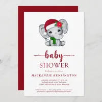 Cute Christmas Elephant Baby Shower Invitation