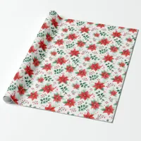 Minimalist Watercolor Botanical Poinsettia  Wrapping Paper