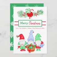 Personalized Festive Gnomes Holiday Christmas   Card