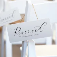 Elegant Wedding Reserved Sign to Hang on Chairs