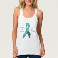 Teal Ovarian Cancer Awareness Ribbon & Butterfly Tank Top