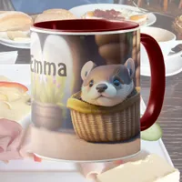 Cute otter baby in a basket - personalizable mug