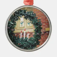 Christmas in Pella, Iowa Holiday Decorated Lights Metal Ornament