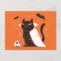 Funny Black Vampire Cat for Halloween Postcard