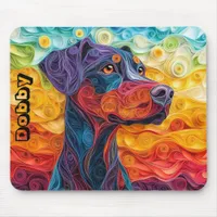 Colorful Doberman Paper Quilling Portrait Mouse Pad