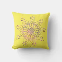 Colorful and Yellow Sharp Mandala Throw Pillow