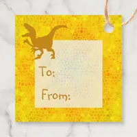 Happy Birthday Gold Dinosaur Hide  Favor Tags