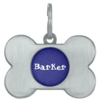 Black Blue Thin Diagonal Stripes Pet Tag