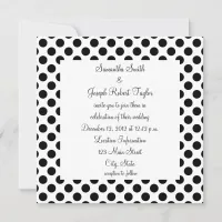 White and Black Polka Dot Wedding Invitation