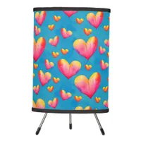 Multicolored Watercolor Hearts Tripod Lamp