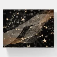 Magical Shiny Gold Stars Strings and Bokeh Lights  Paperweight