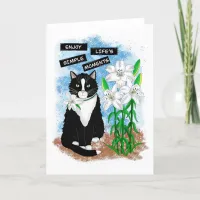 Tuxedo Cat and Lilies | Inspirational Quote Card