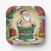 Funny Dirty Santa Christmas Collection Paper Plates