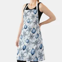 Blue Christmas Tree Ornaments Pattern Apron