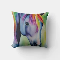 A Horse in Fun Colors Throw Pillow