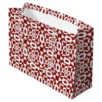 Red And White Christmas Geometric Pattern Large Gift Bag