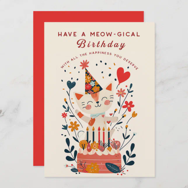 Funny Cat Garden Birthday Invitation Card