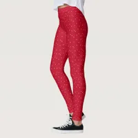 Festive Fun Novelty Red Pink Polka Dot Christmas Leggings