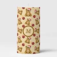 Cute Christmas Teddy Bears  Pillar Candle