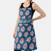 Pink Flowers And Stripes Personalized Apron