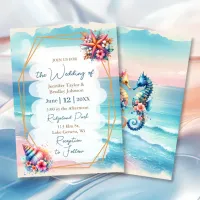 Pastel Pink and Blue Ocean View Wedding Invitation