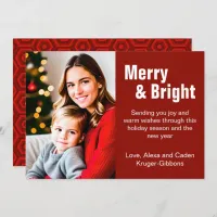 Minimalist Red "Merry & Bright" Photo Holiday Card