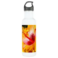 Orange Hibiscus Side View Water Bottle